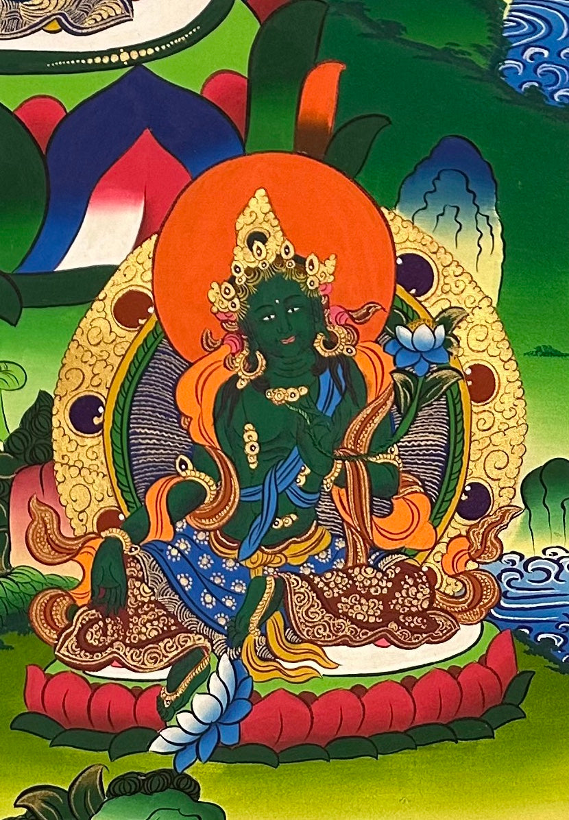 Vajrasattva thangka, detail: bottom-right corner