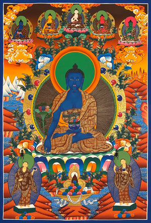 Medicine Buddha Thangka – 60×98 cm, Fine Grade