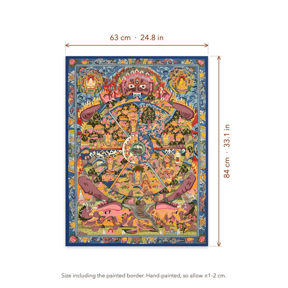 Size diagram: 63 × 84 cm (24.8 × 33.1 in), including the painted border