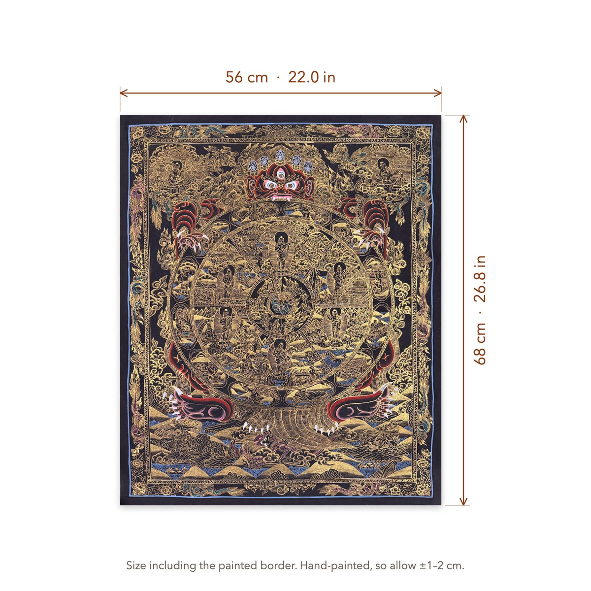 Size diagram: 56 × 68 cm (22.0 × 26.8 in), including the painted border