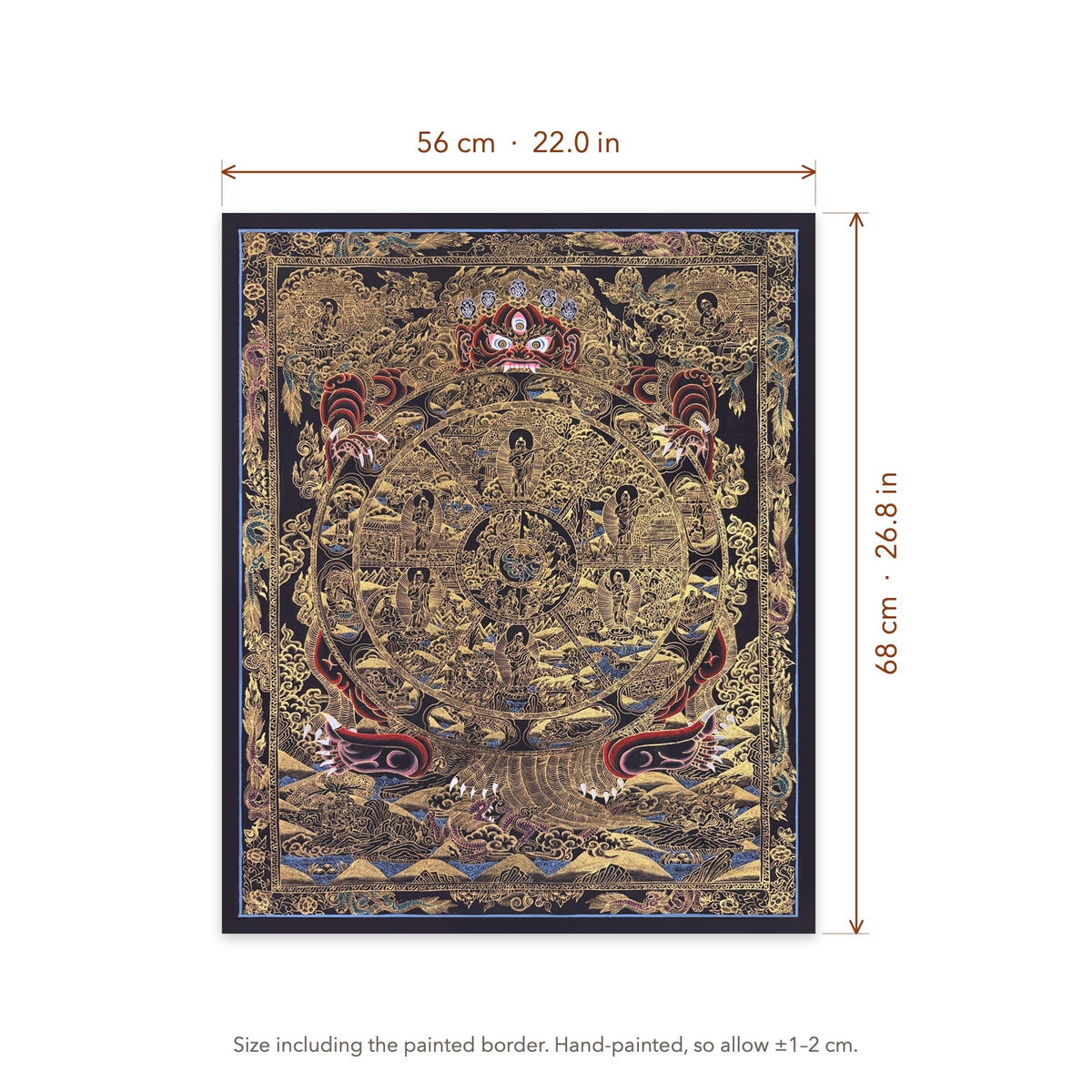 Size diagram: 56 × 68 cm (22.0 × 26.8 in), including the painted border