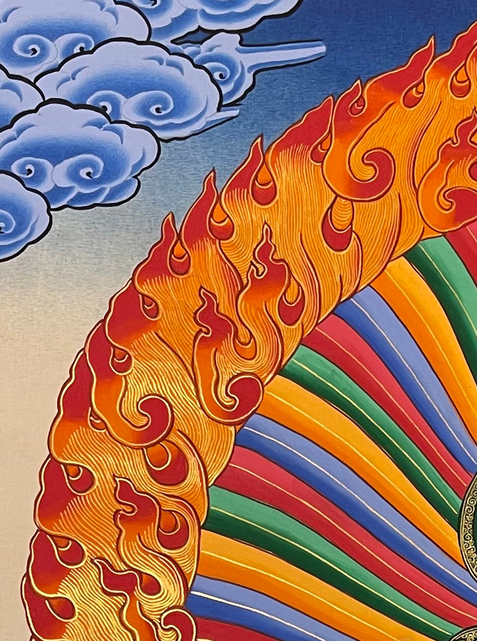 Chakrasamvara thangka, detail: top-left corner