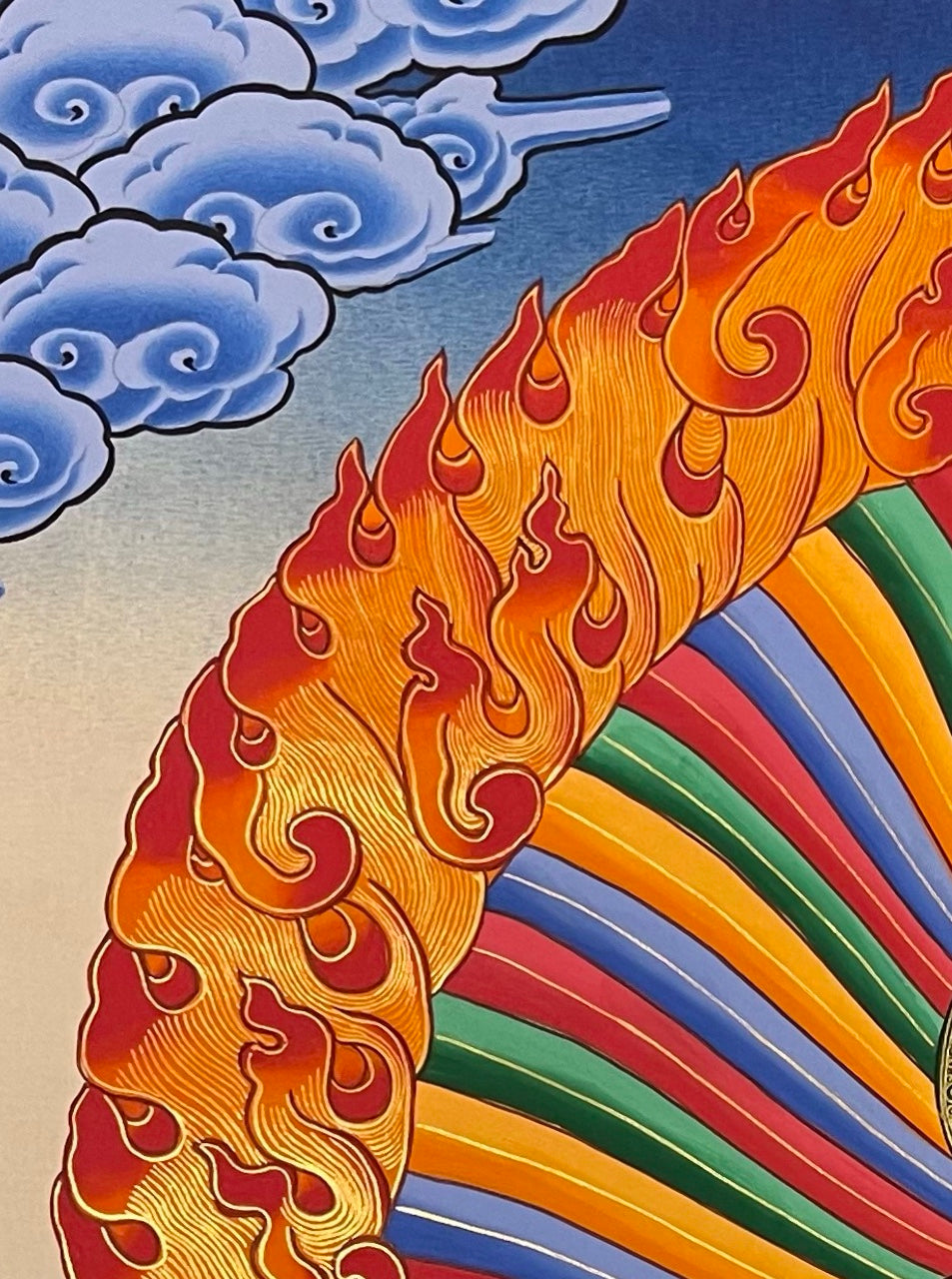 Chakrasamvara thangka, detail: top-left corner