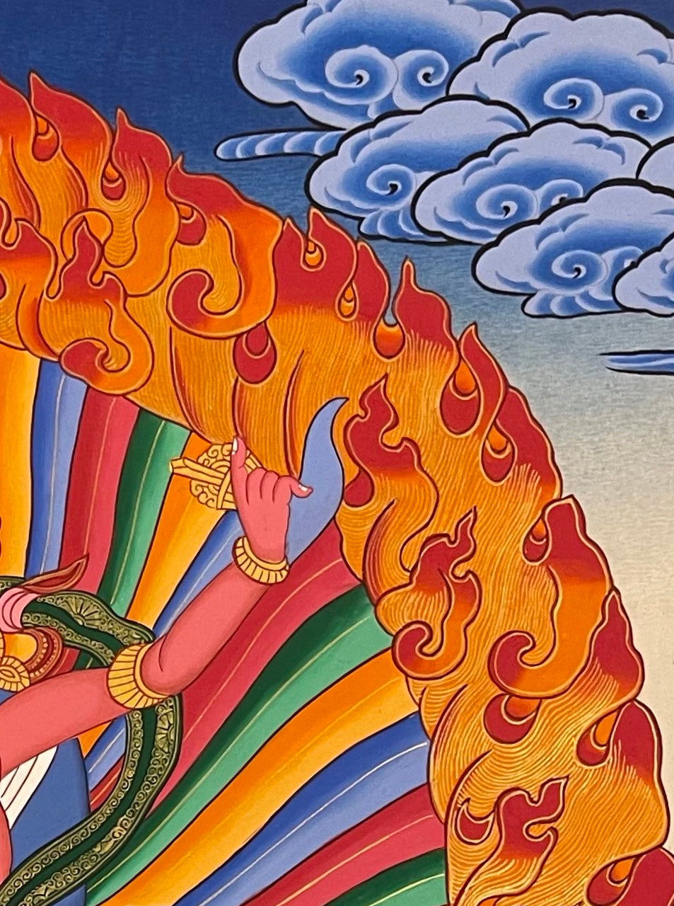 Chakrasamvara thangka, detail: top-right corner