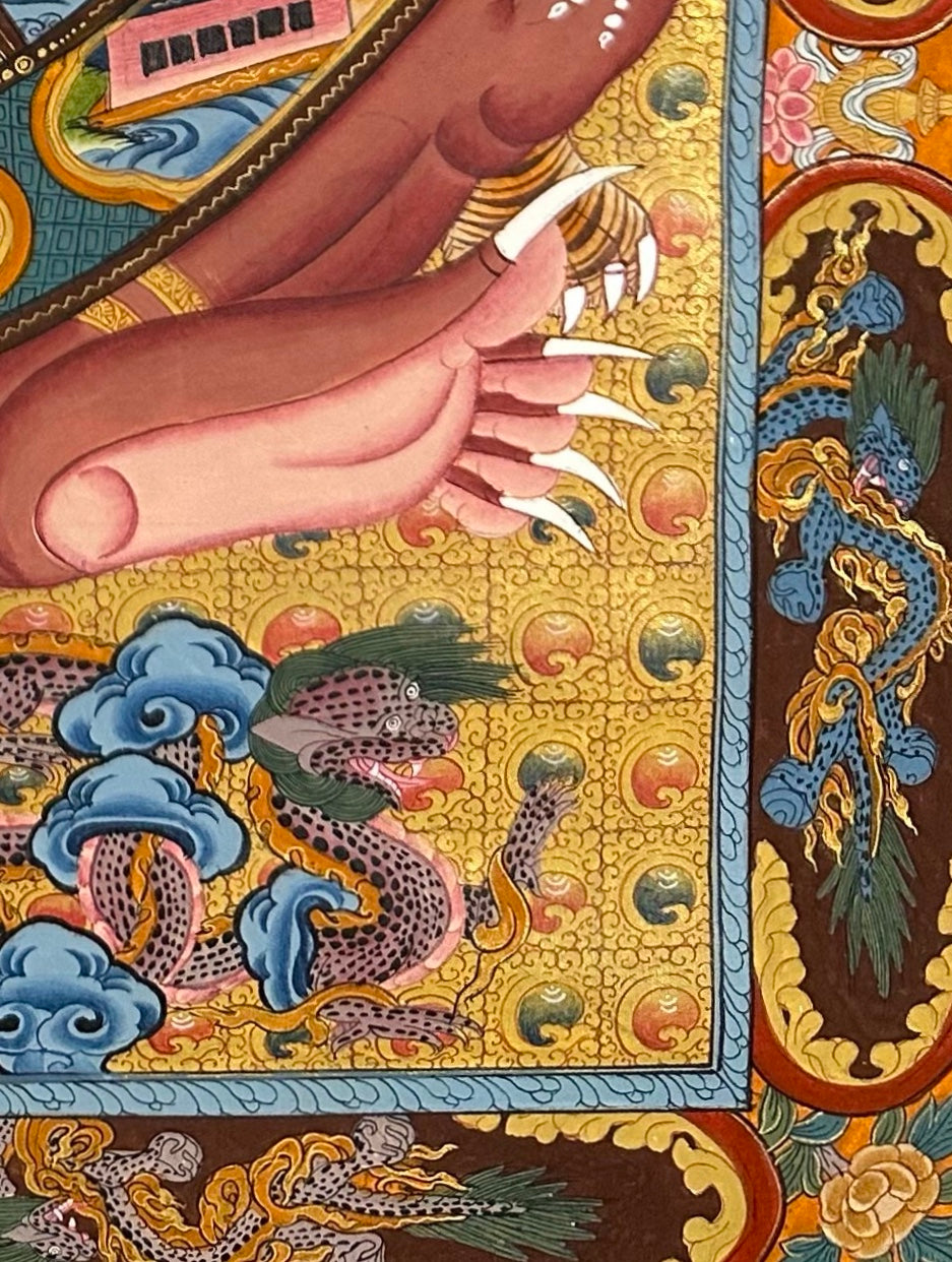 Wheel of Life thangka, detail: bottom-right corner