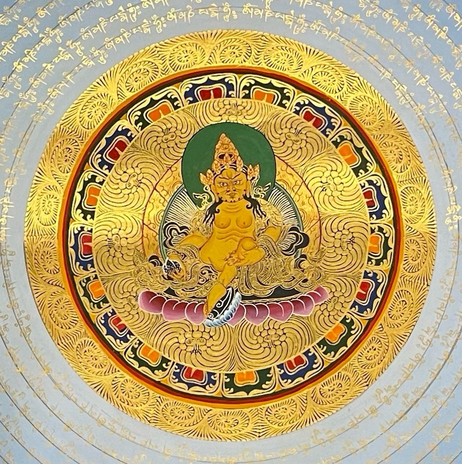 Jambhala Mantra Mandala thangka, detail: centre