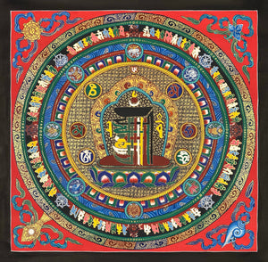 Kalachakra Monogram Mandala Thangka – 55×55 cm, Fine Grade · MH-9135