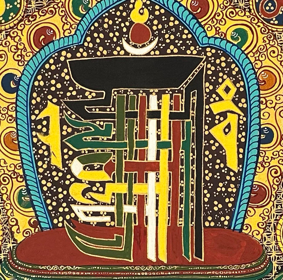 Kalachakra Monogram Mandala thangka, detail: centre