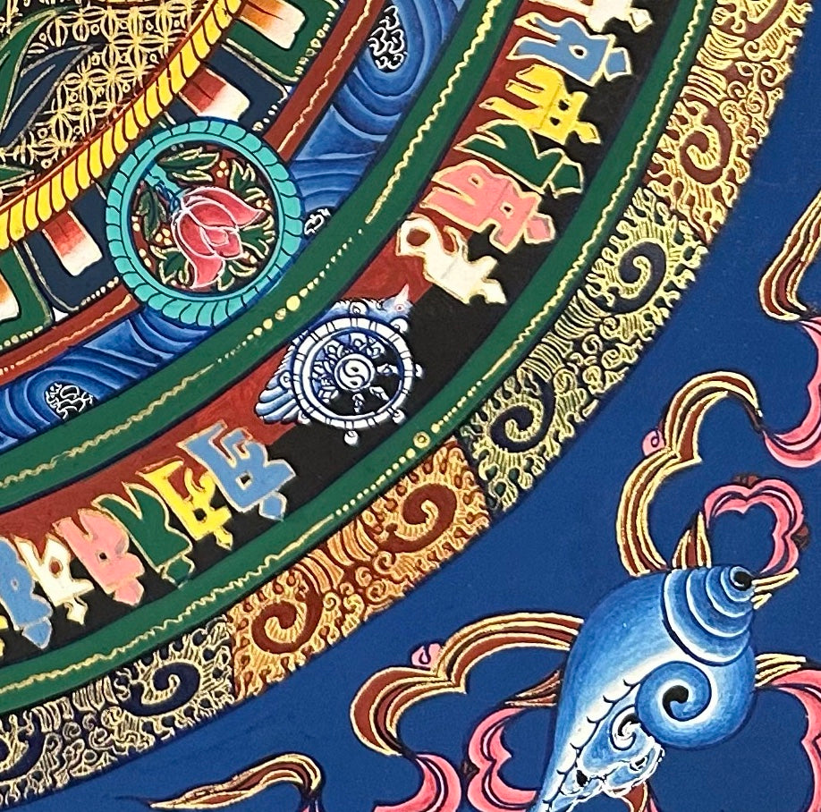 Kalachakra Monogram Mandala thangka, detail: bottom-right corner