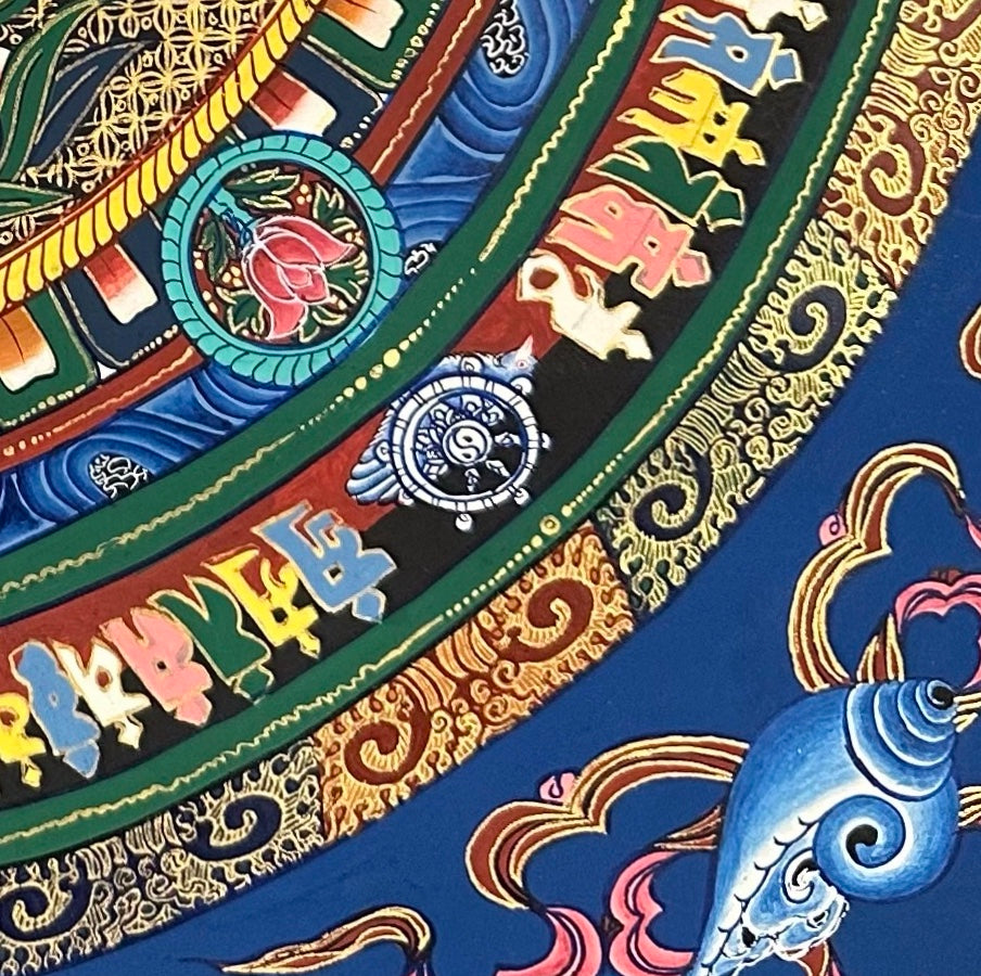 Kalachakra Monogram Mandala thangka, detail: bottom-right corner