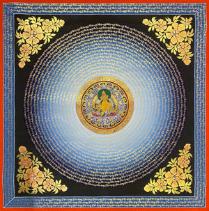 Jambhala Mantra Mandala Thangka – 110×110 cm, Fine Grade · MH-913