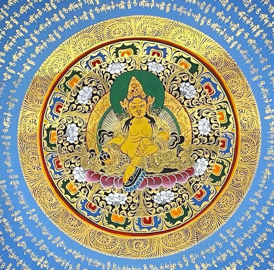Jambhala Mantra Mandala thangka, detail: centre