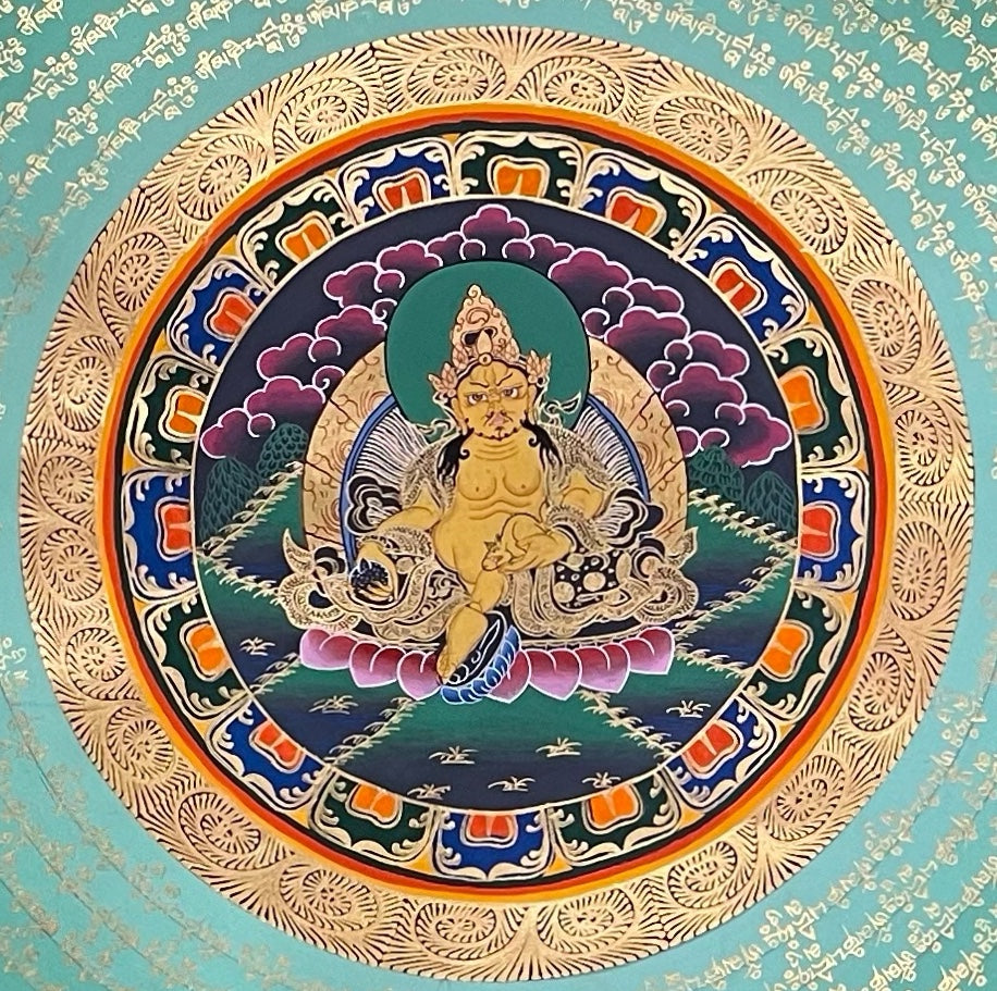 Jambhala Mantra Mandala thangka, detail: centre