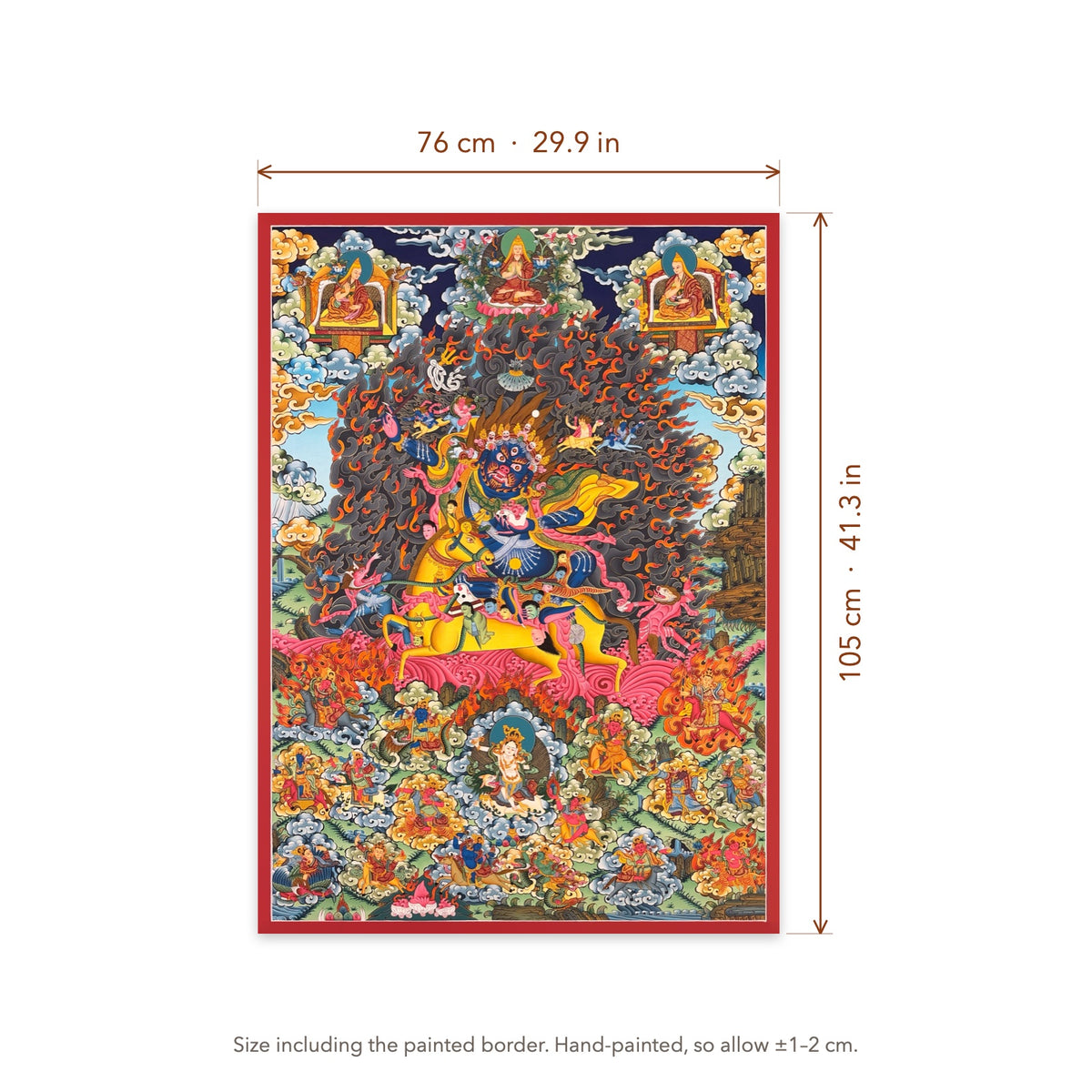 Size diagram: 76 × 105 cm (29.9 × 41.3 in), including the painted border