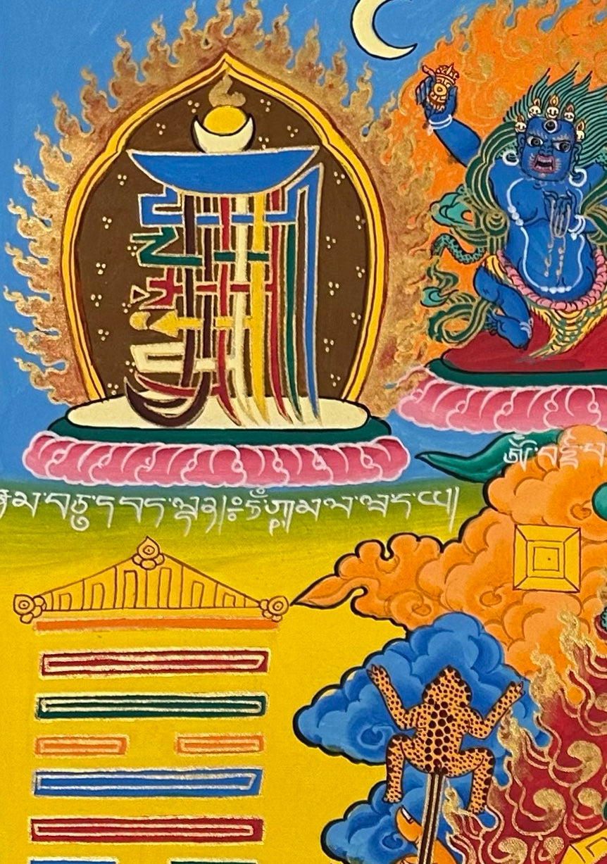 Tibetan Astrology Calendar thangka, detail: top-left corner