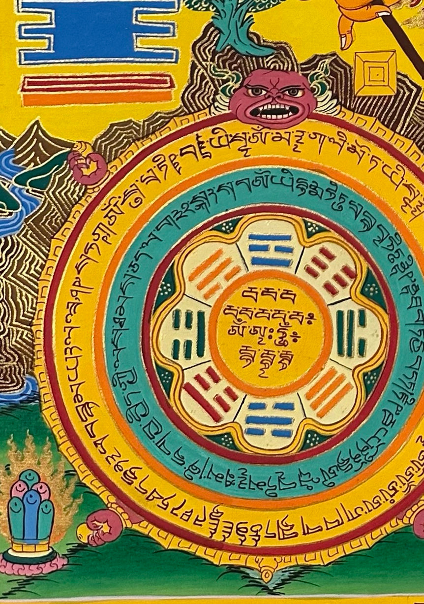Tibetan Astrology Calendar thangka, detail: bottom-left corner