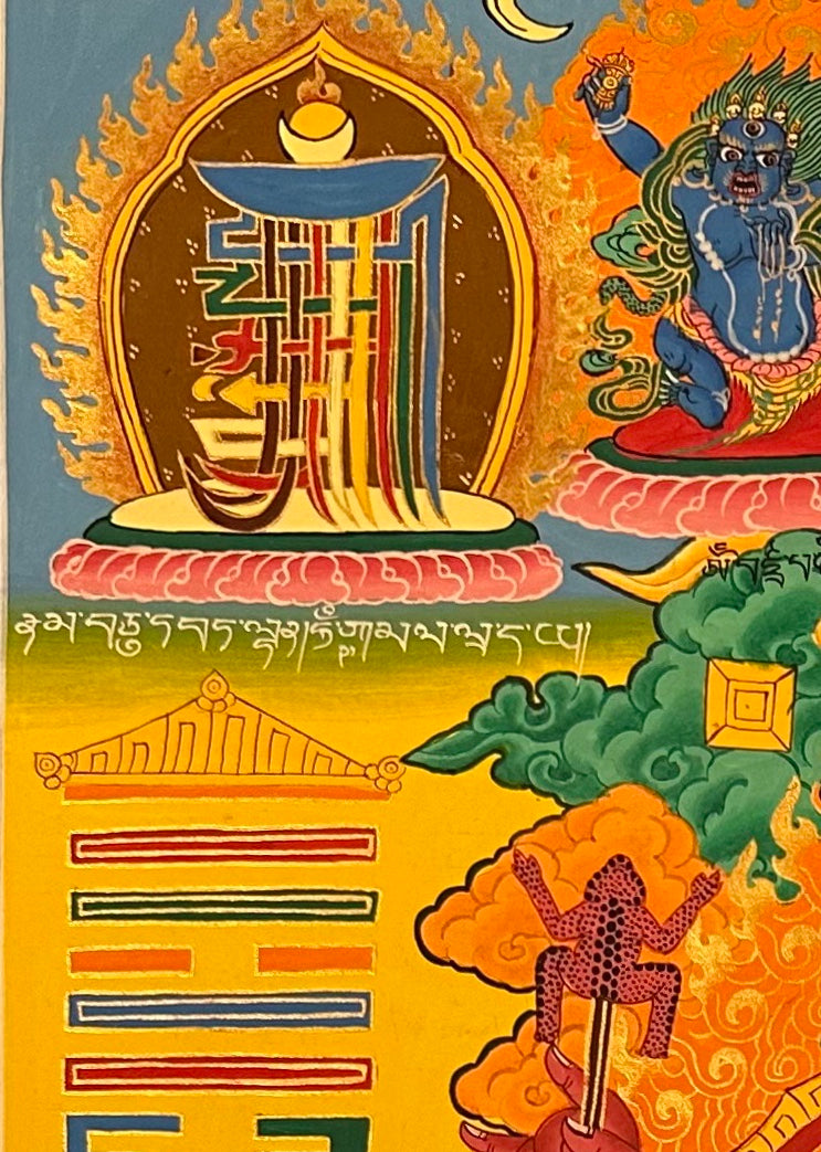 Tibetan Astrology Calendar thangka, detail: top-left corner