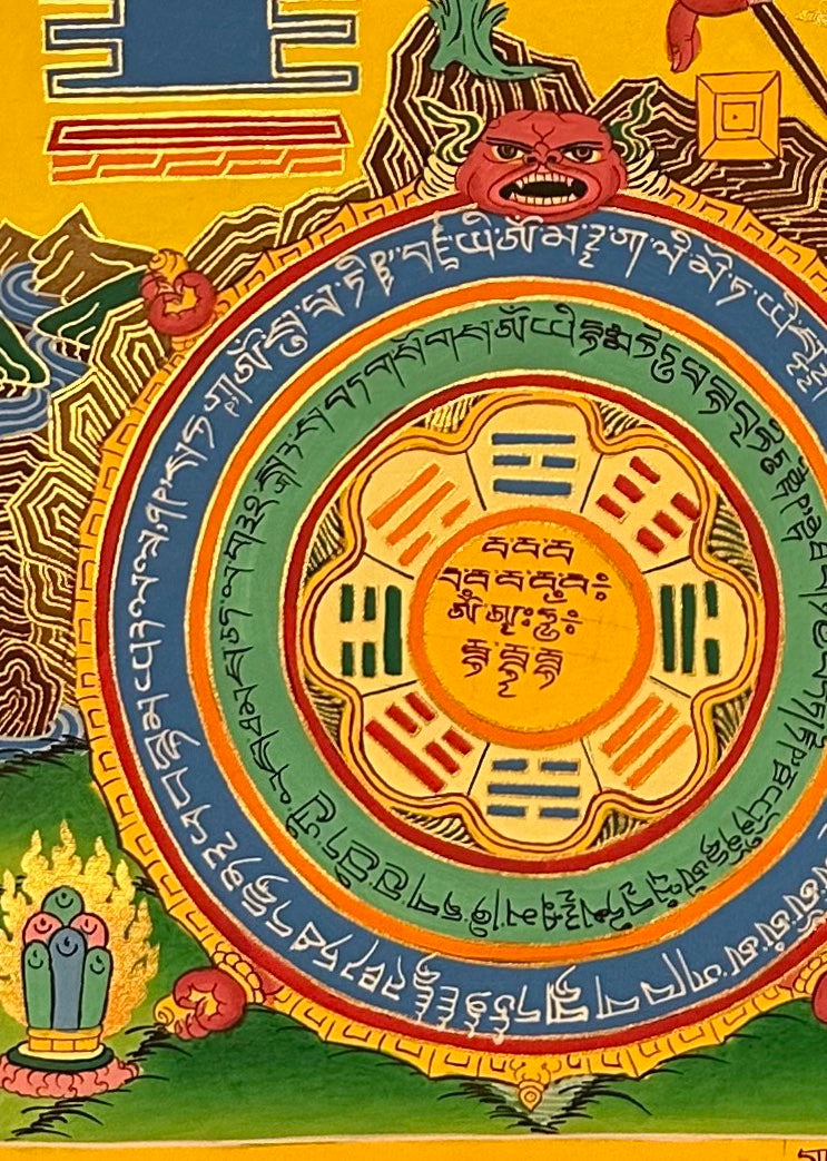 Tibetan Astrology Calendar thangka, detail: bottom-left corner