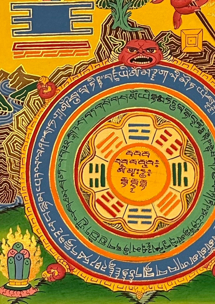 Tibetan Astrology Calendar thangka, detail: bottom-left corner