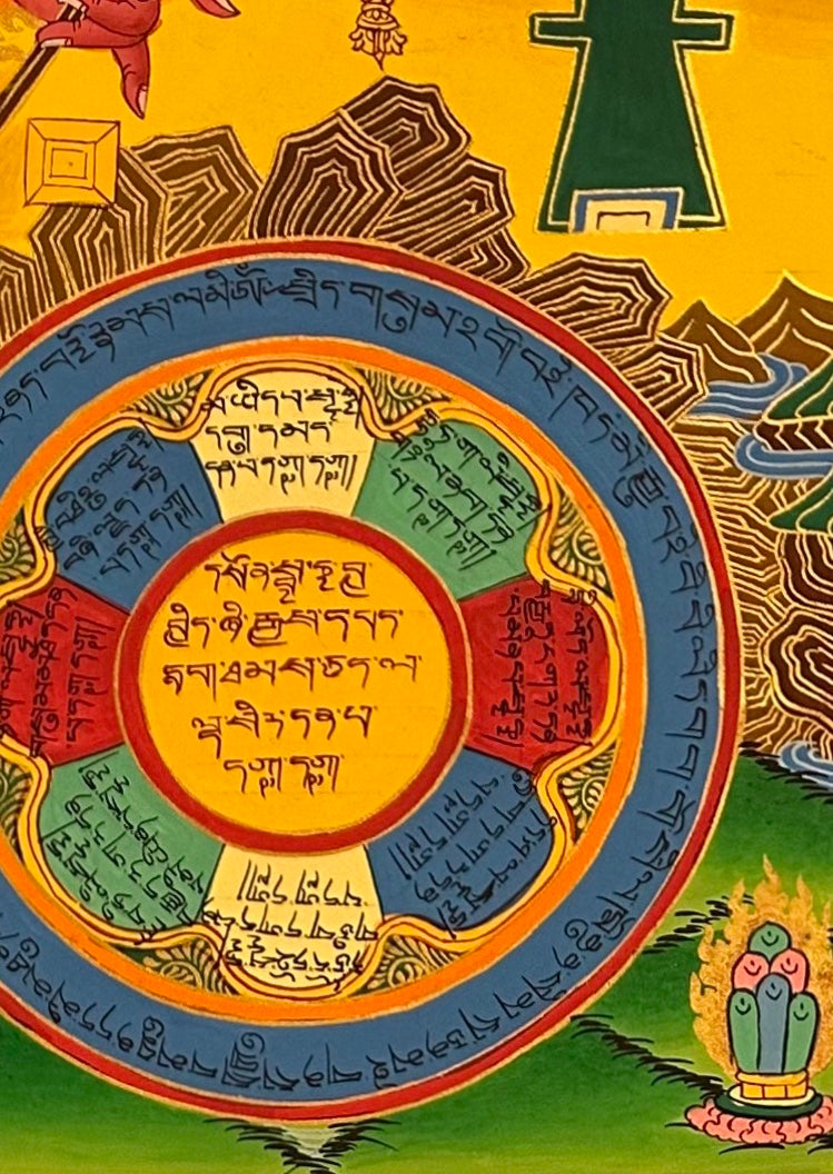 Tibetan Astrology Calendar thangka, detail: bottom-right corner