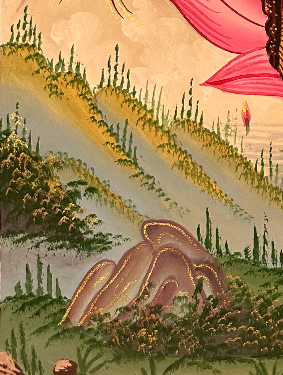 Ganesh thangka, detail: bottom-left corner