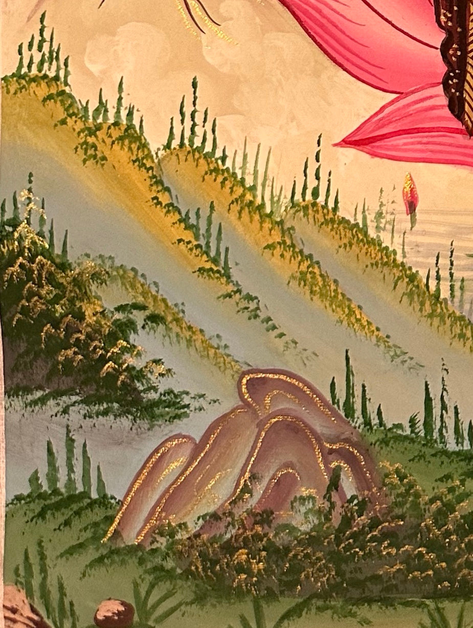 Ganesh thangka, detail: bottom-left corner