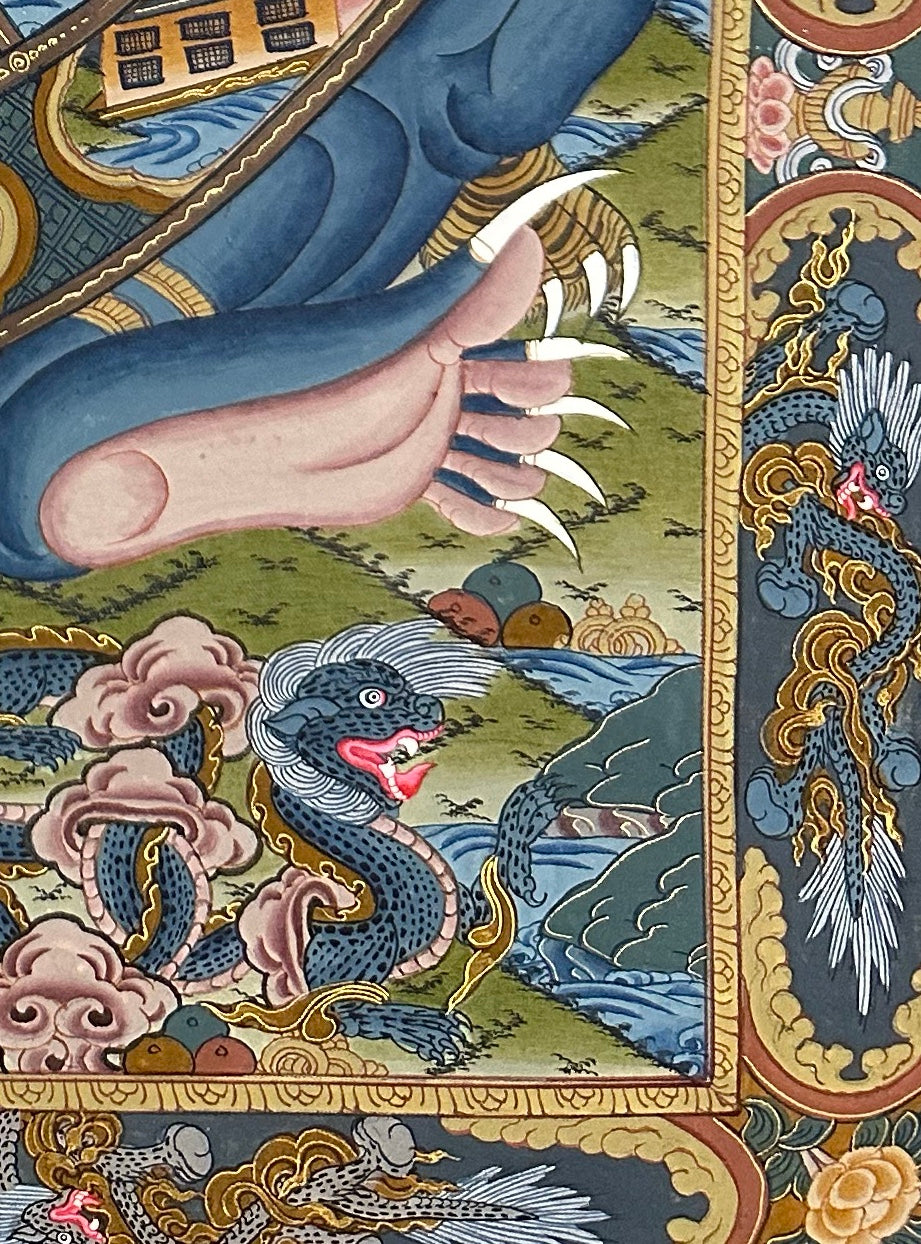 Wheel of Life thangka, detail: bottom-right corner