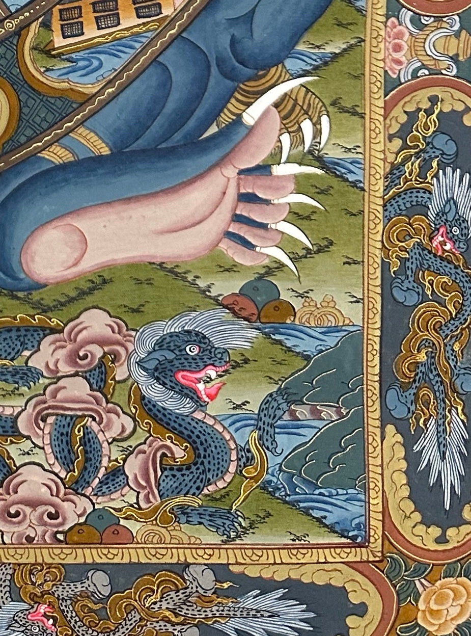 Wheel of Life thangka, detail: bottom-right corner