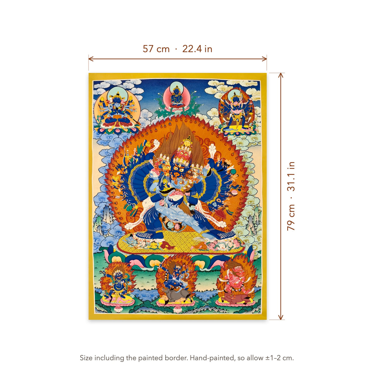 Size diagram: 57 × 79 cm (22.4 × 31.1 in), including the painted border