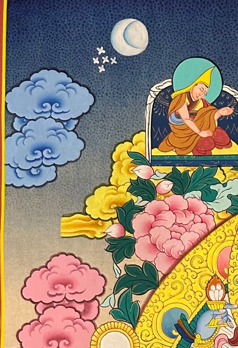 Guhyasamaja thangka, detail: top-left corner