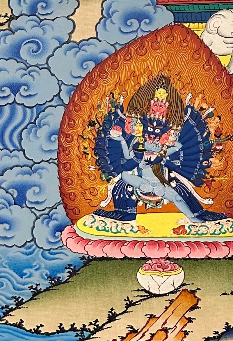 Guhyasamaja thangka, detail: bottom-left corner