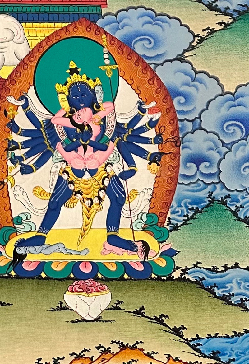 Guhyasamaja thangka, detail: bottom-right corner