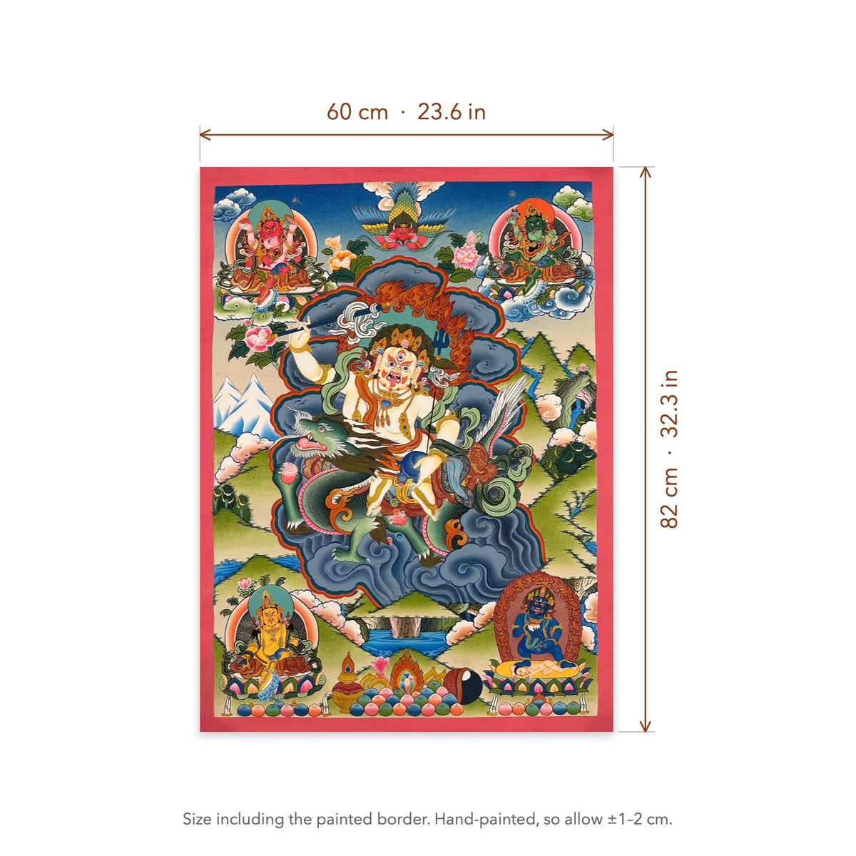Size diagram: 60 × 82 cm (23.6 × 32.3 in), including the painted border