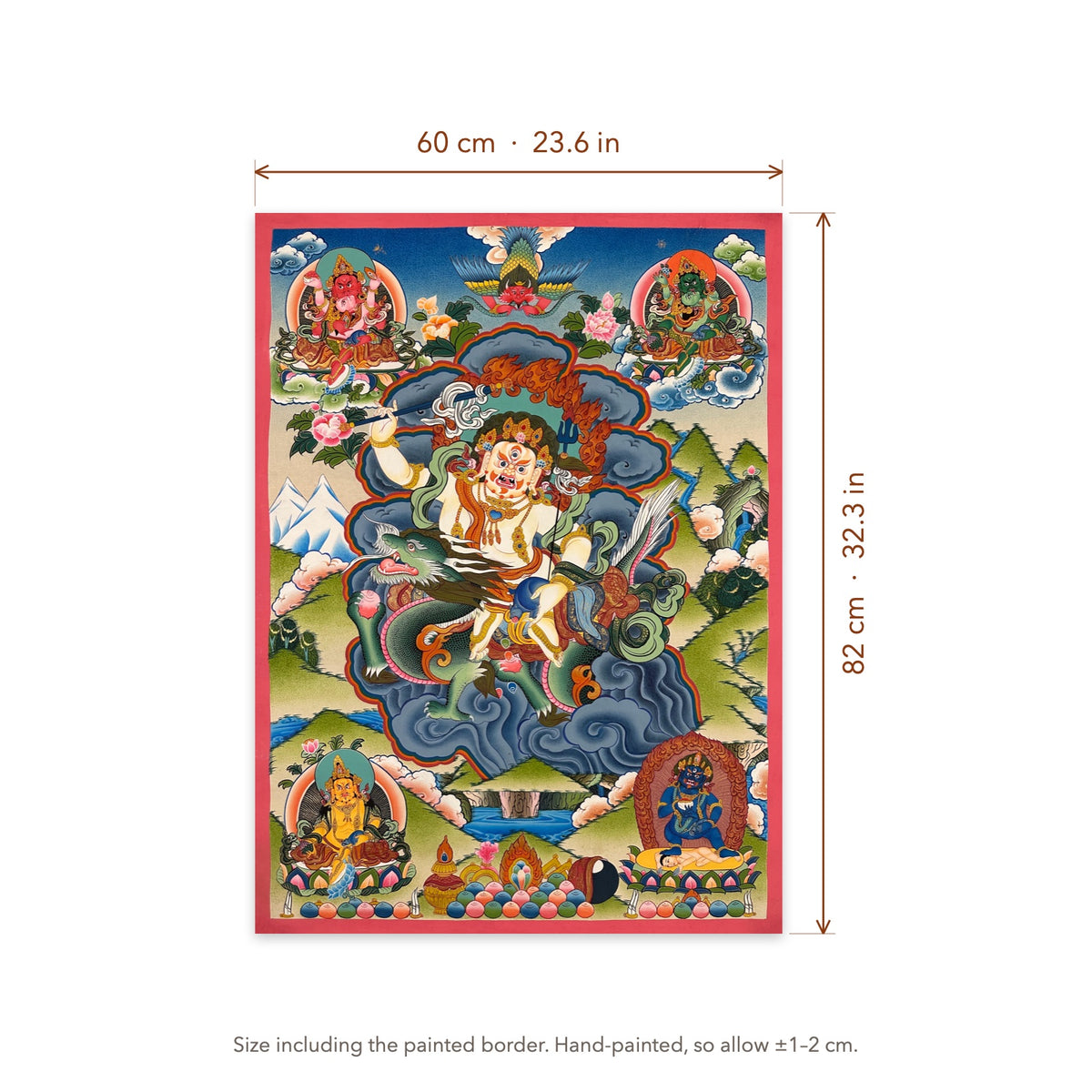 Size diagram: 60 × 82 cm (23.6 × 32.3 in), including the painted border