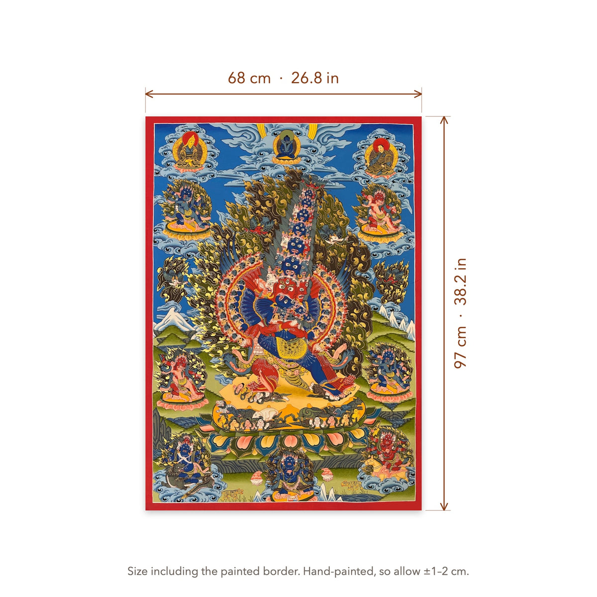Size diagram: 68 × 97 cm (26.8 × 38.2 in), including the painted border
