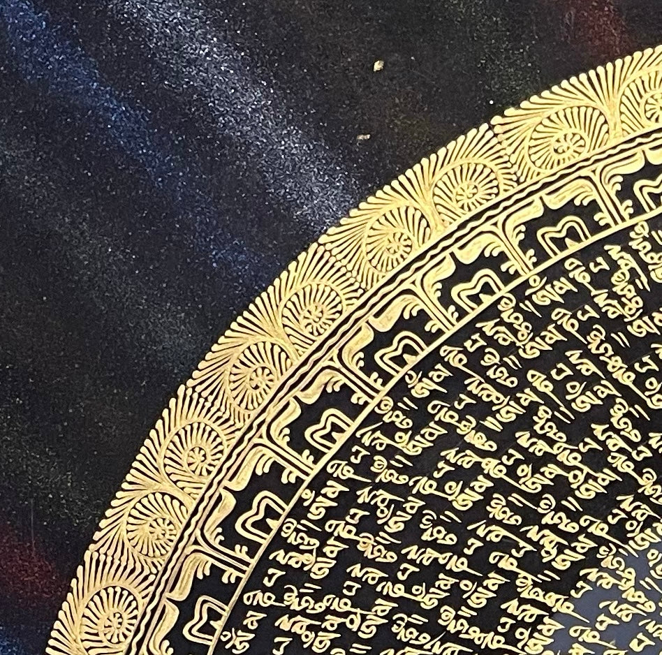 Mantra Mandala thangka, detail: top-left corner