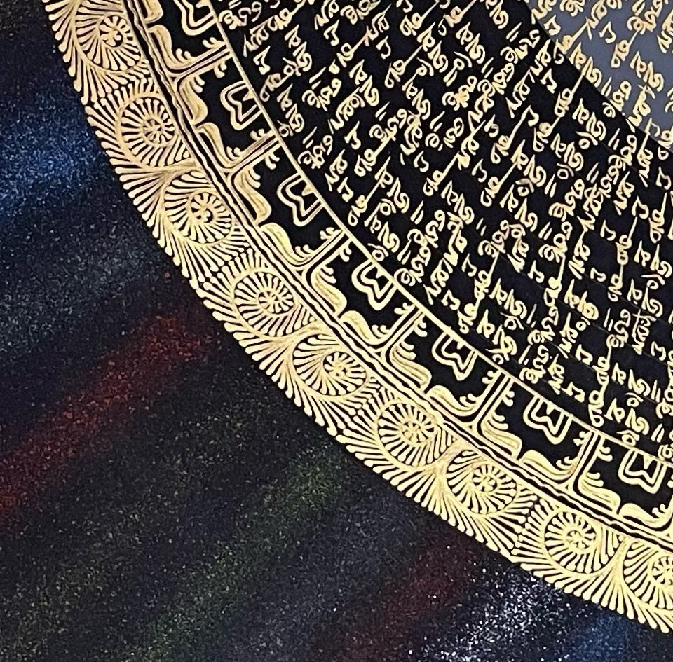 Mantra Mandala thangka, detail: bottom-left corner