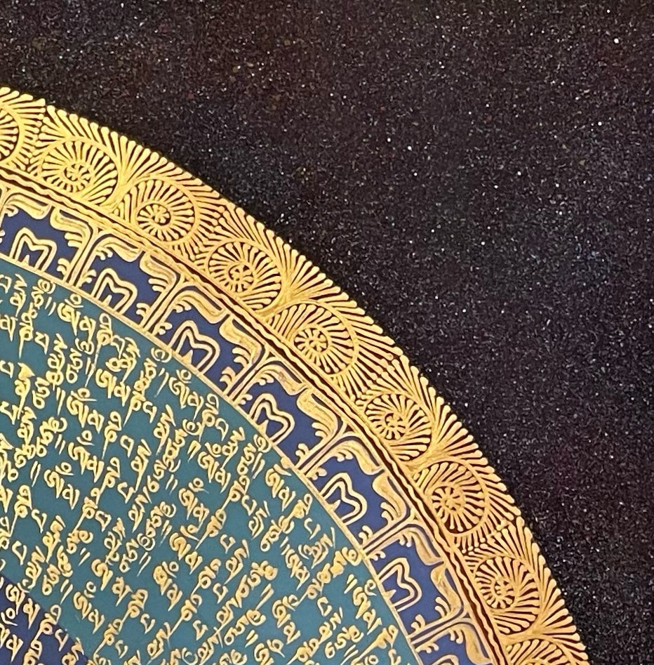 Mantra Mandala thangka, detail: top-right corner