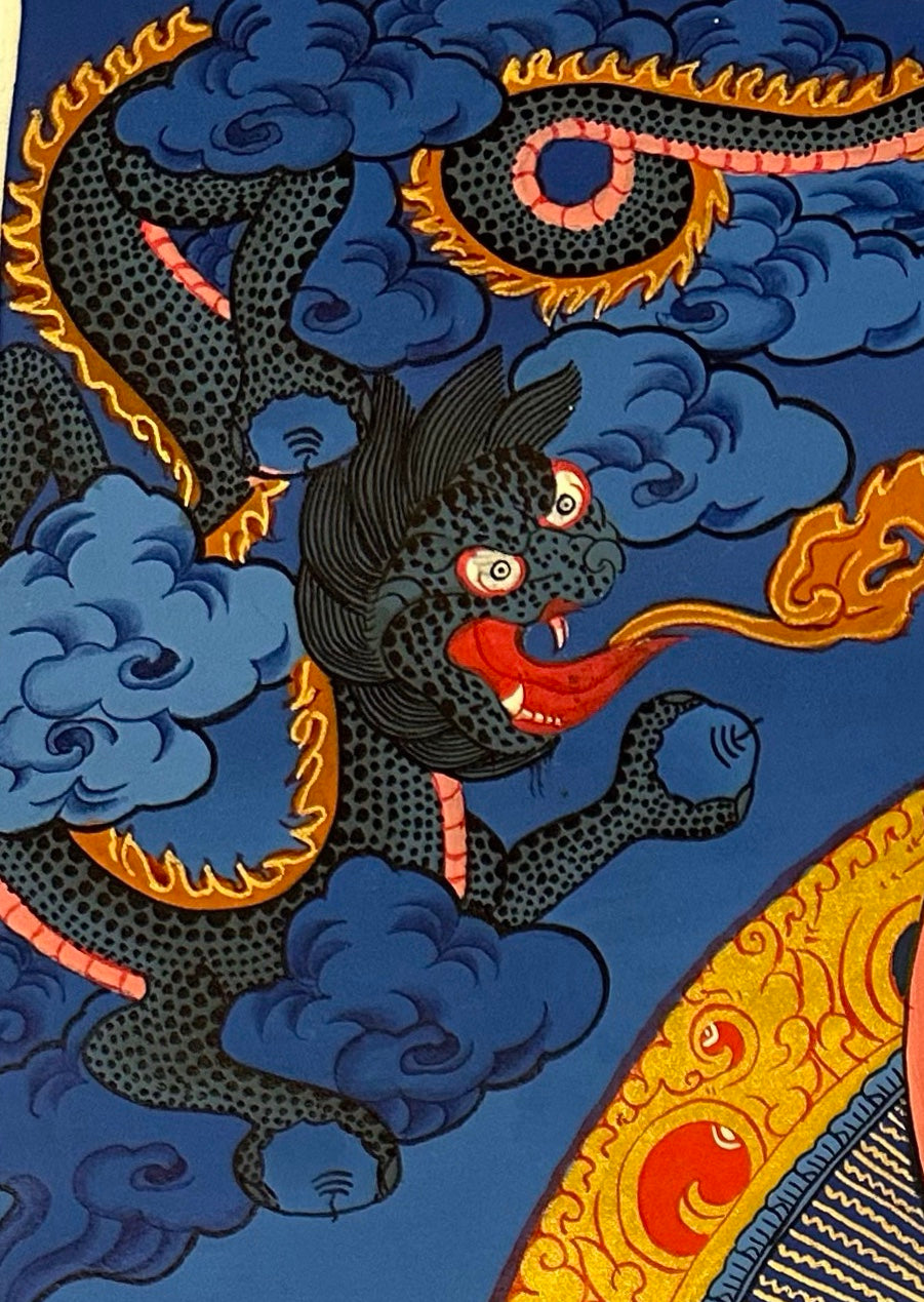 Chenrezig thangka, detail: top-left corner