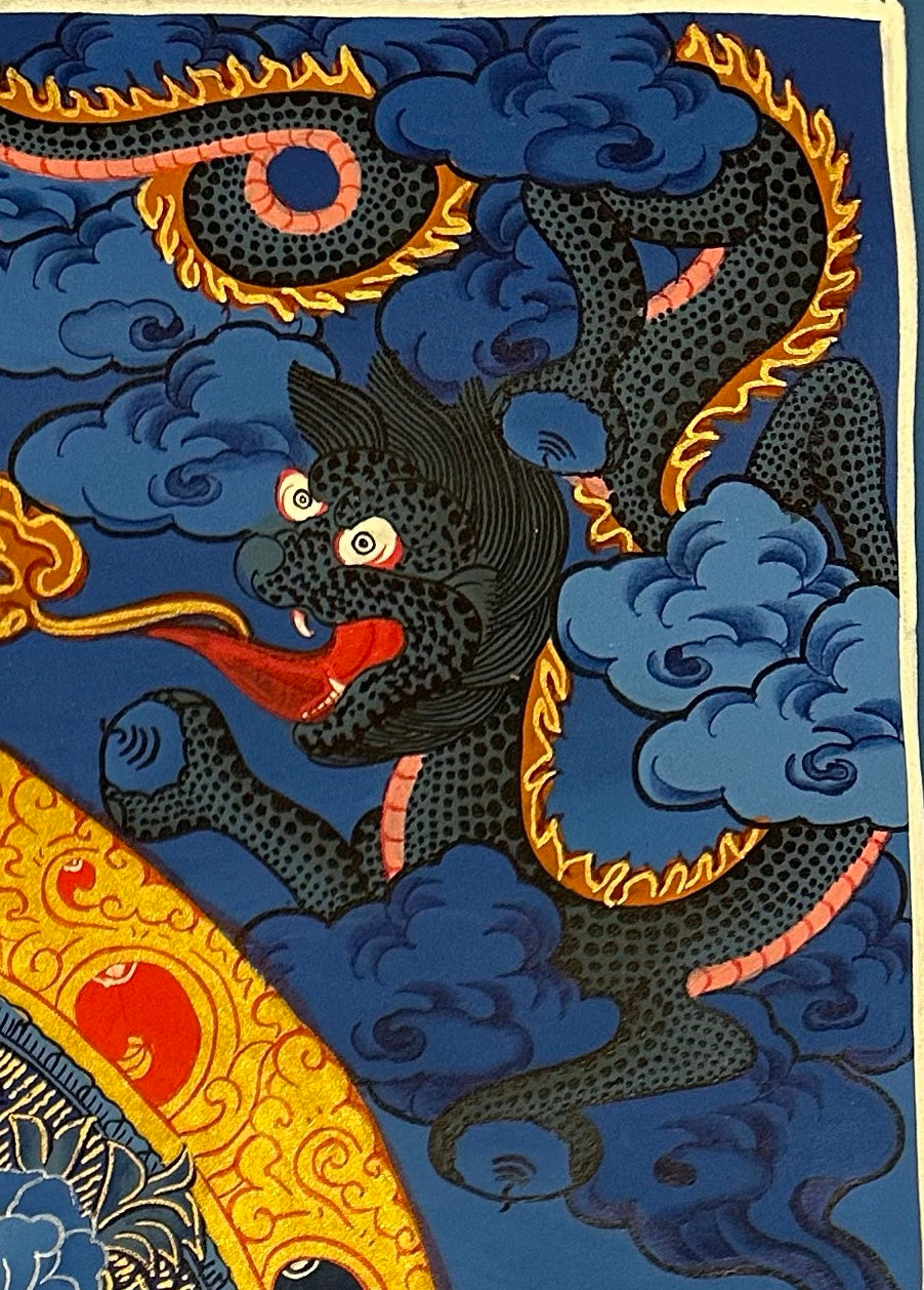 Chenrezig thangka, detail: top-right corner