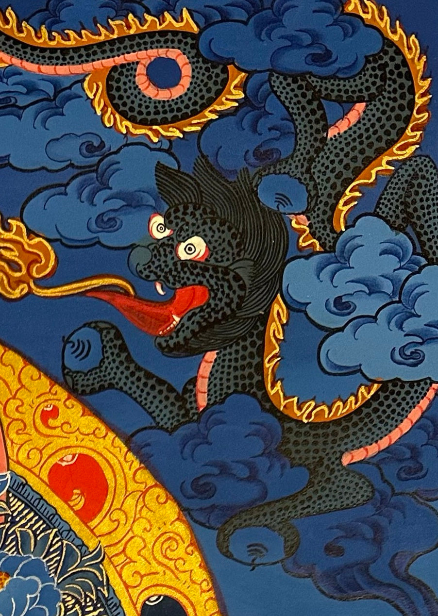 Chenrezig thangka, detail: top-right corner