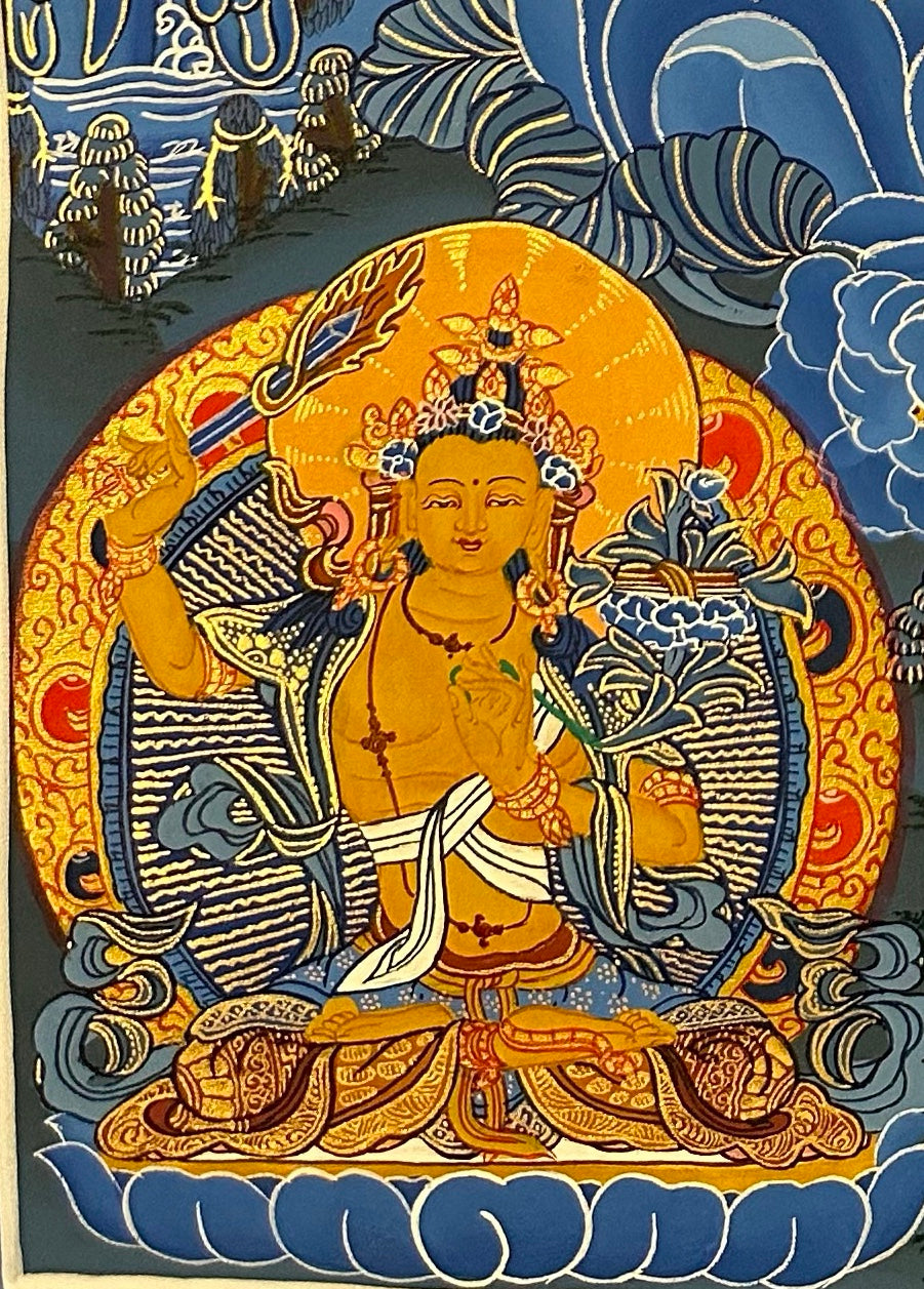 Chenrezig thangka, detail: bottom-left corner