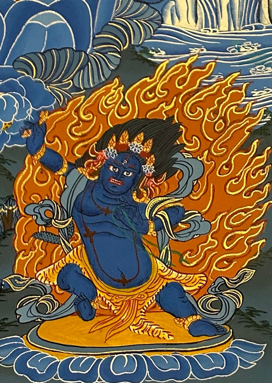 Chenrezig thangka, detail: bottom-right corner