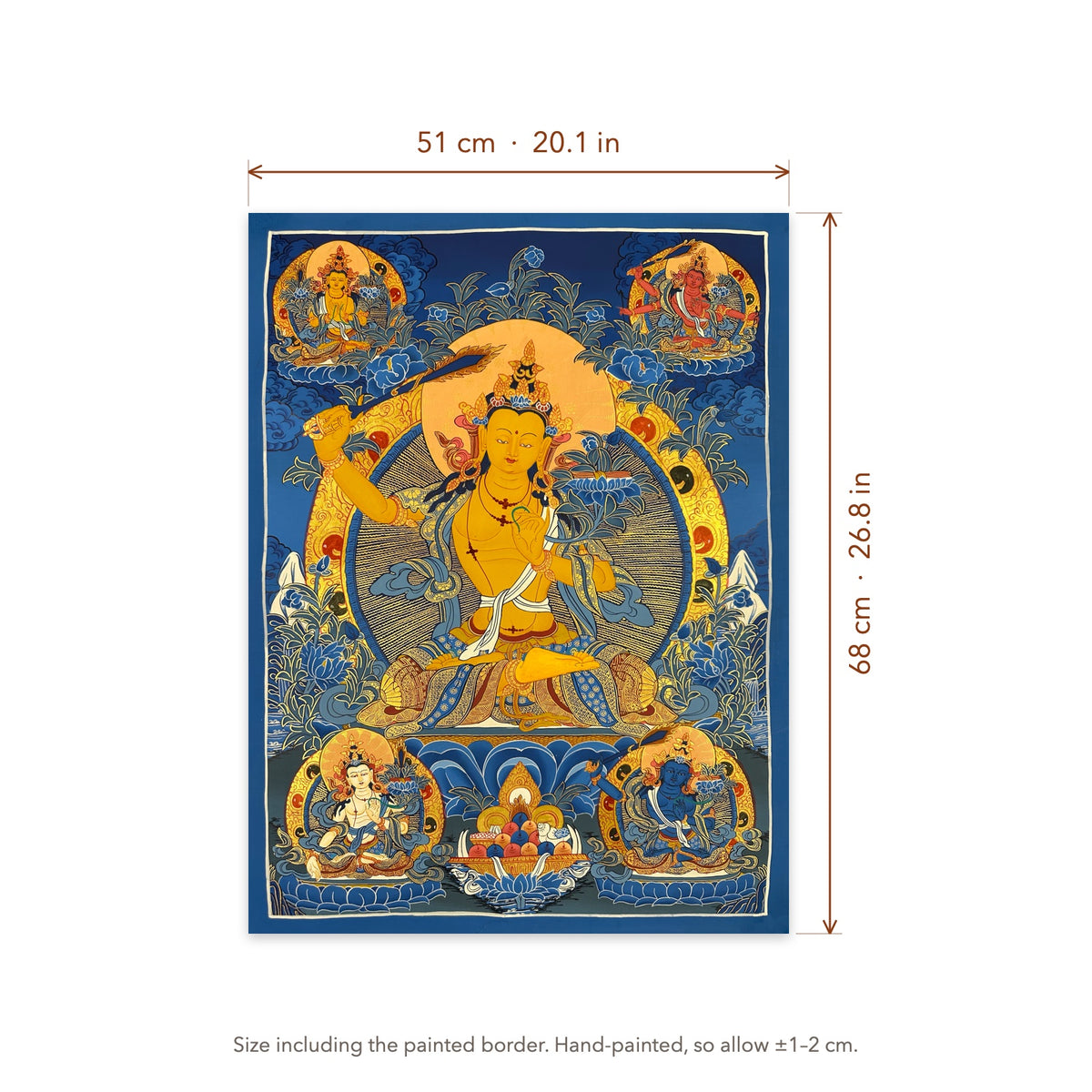 Size diagram: 51 × 68 cm (20.1 × 26.8 in), including the painted border