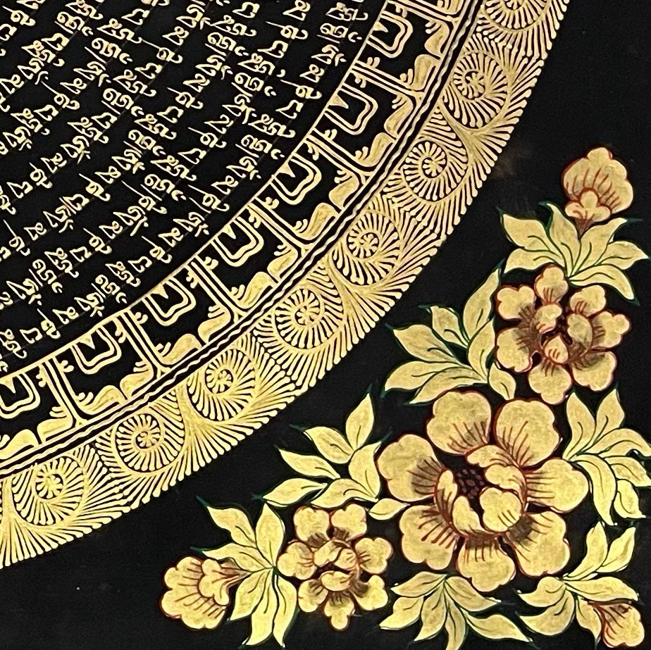 Mantra Mandala thangka, detail: bottom-right corner