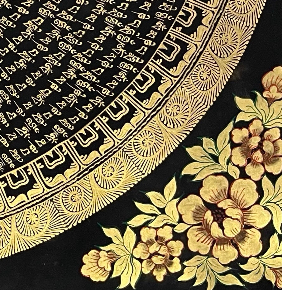 Mantra Mandala thangka, detail: bottom-right corner