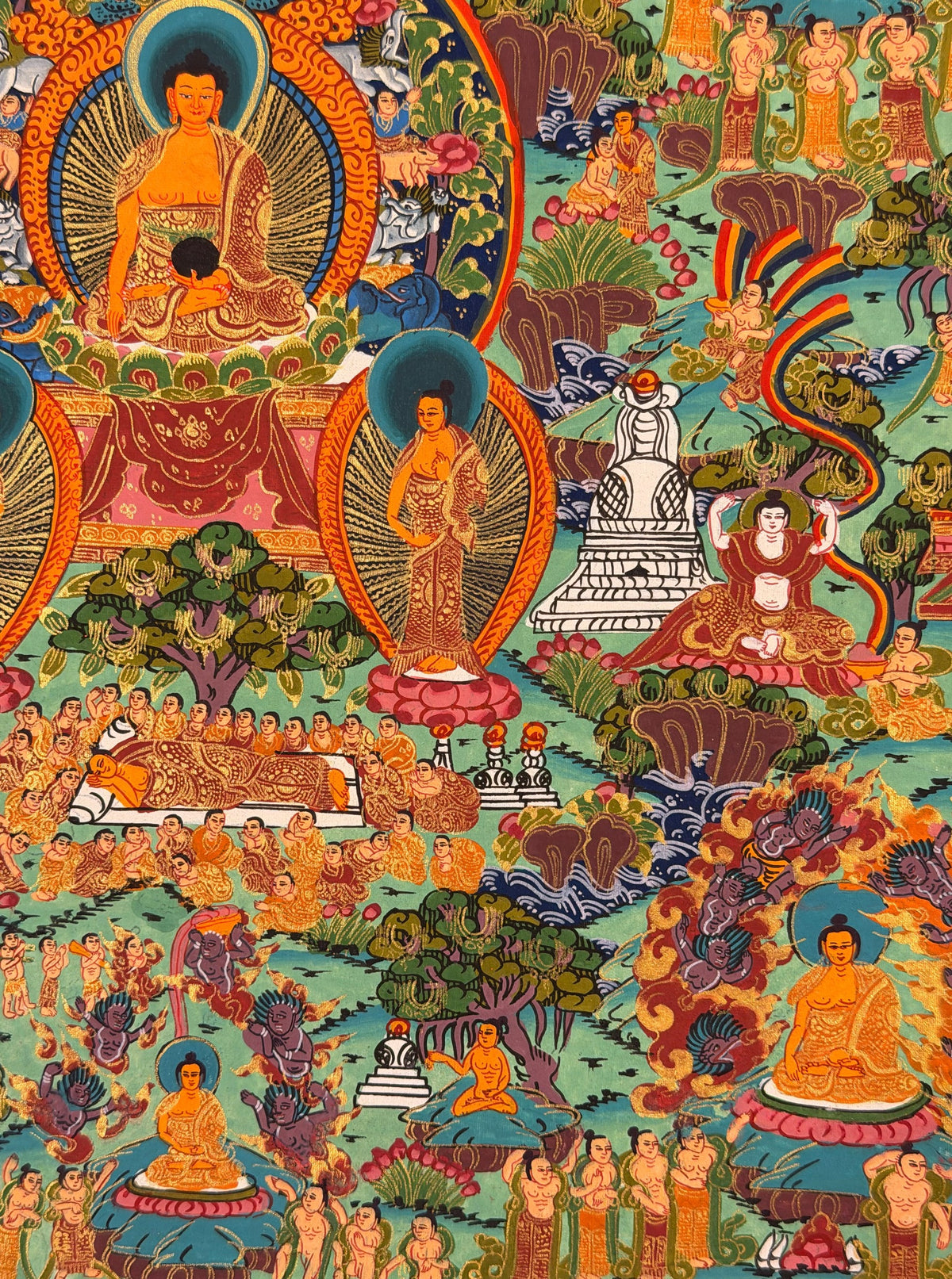 Buddha Life Story thangka, close-up photo 2 of 5