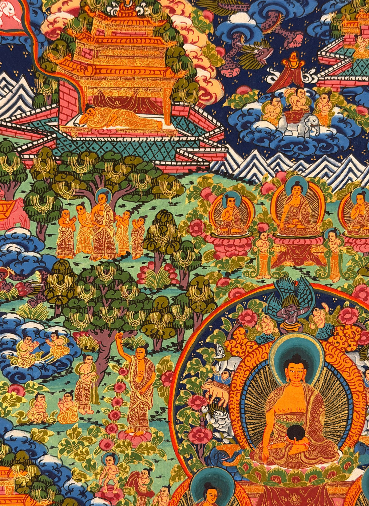 Buddha Life Story thangka, close-up photo 3 of 5