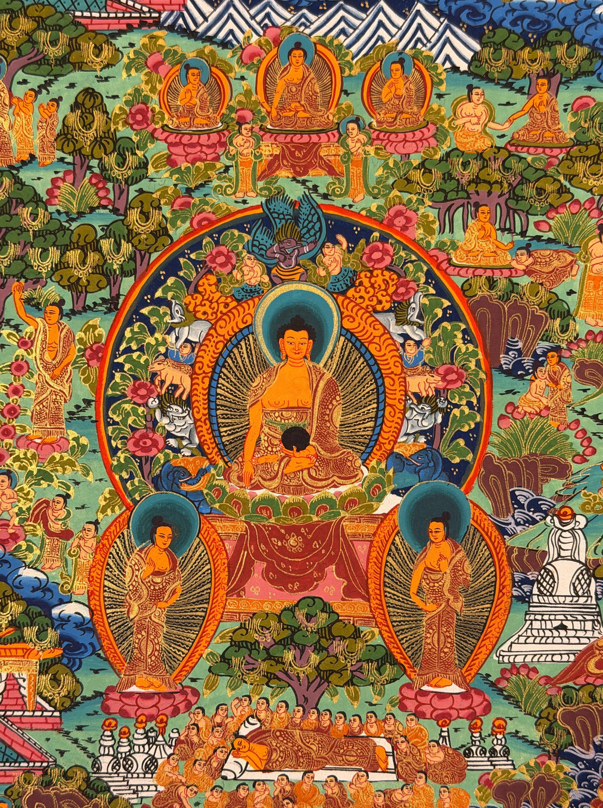 Buddha Life Story thangka, close-up photo 5 of 5