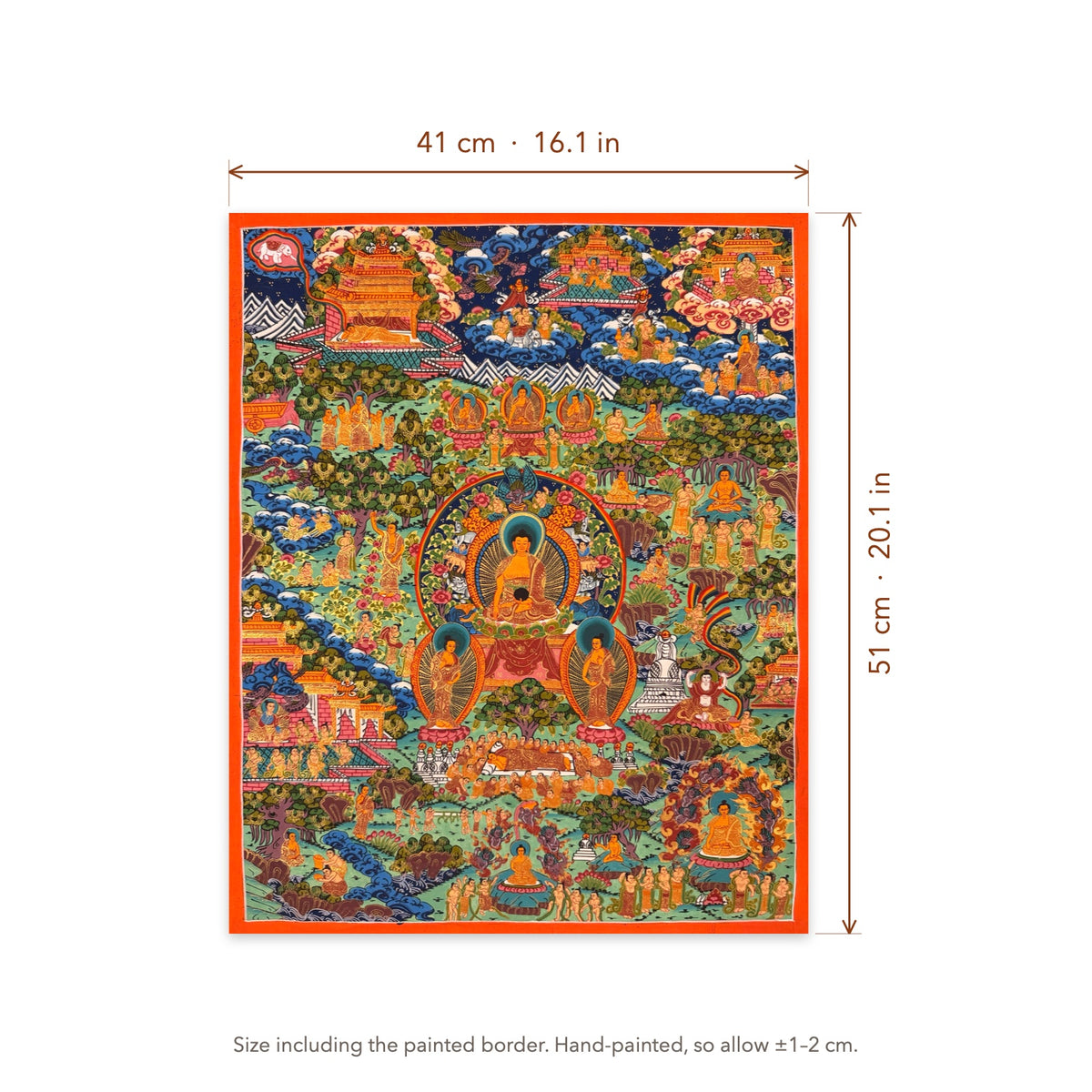 Size diagram: 41 × 51 cm (16.1 × 20.1 in), including the painted border